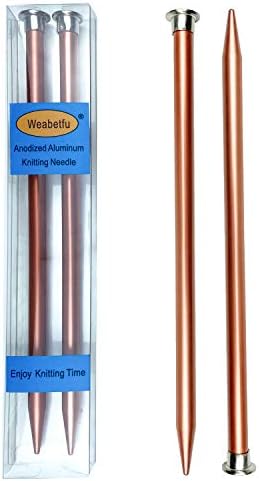 Weabetfu Aluminum Metal Knitting Needle,Colored Straight Single Pointed,10-inch Length for Handmade DIY Knitting,Size US 13(9.0mm) by Weabetfu