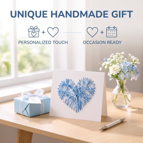MotiveTech DIY Heart Embroidery Card Kit, Beginner Greeting Card Craft Kit, Paper Embroidery Kit for Confession, Handmade Card Kit, Heart Embroidery Thread Greeti (#4354) - Image 7
