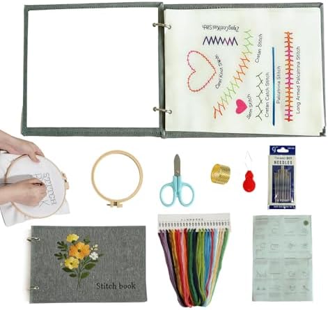 RONOSEN 2026 Upgraded DIY Embroidery Stitch Book Kit with Sewing Cloth & Complete Tools, Portable All-in-One Hand Embroidery Kit for Adults & DIY Craft Lovers by RONOSEN