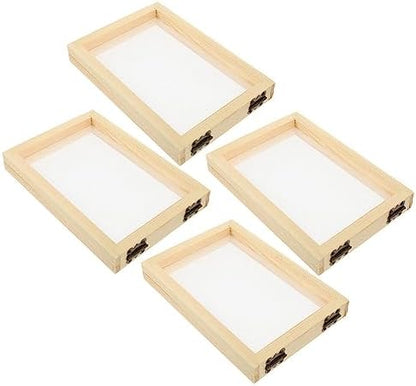 TOYANDONA 4 Pack Paper Making Screen Frames Wooden Mould and Deckle for Handmade Paper DIY Craft Kit 7.08 X 4.92 X 0.90 in by TOYANDONA