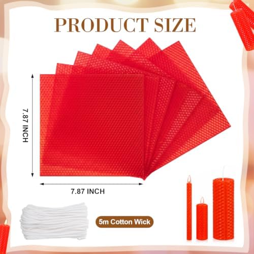Yuntau 24 Pcs Christmas Beeswax Candle Making Kit, 8" x 8", Red - Image 2