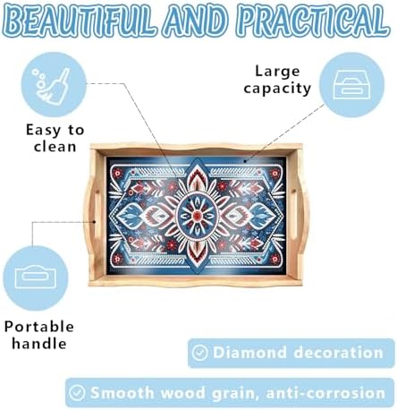 DOTSOPS Mandala Diamond Painting Wooden Serving Tray with Handle for Adults - Image 4