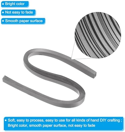 PATIKIL 60pcs Metallic Quilling Strips Paper 1cm(3/8") x 54cm Origami Paper Quilling Kits for Adults Beginner Art DIY Craft Christmas, Dark Grey - Image 3