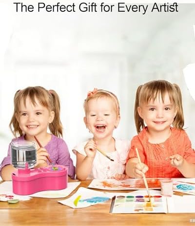 Paint Brush Cleaners, with Paint Palette and Brush Holder for Watercolor/Oil Acrylic and Water-Based Paints, Portable Paint Station & Rinsing Tool,Gift for Kids/Adults/Artist/Beginners Red - Image 2