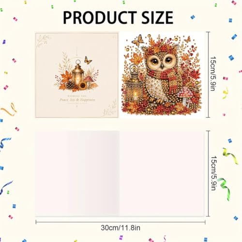 BAYUNOE 6Pcs Thanksgiving Greeting Card DIY Diamond Art Painting Greeting Cards Special Shaped Diamond Autumn Blessing Folding Card Kit Arts Crafts for Birthday Festival-Autumn - Image 3