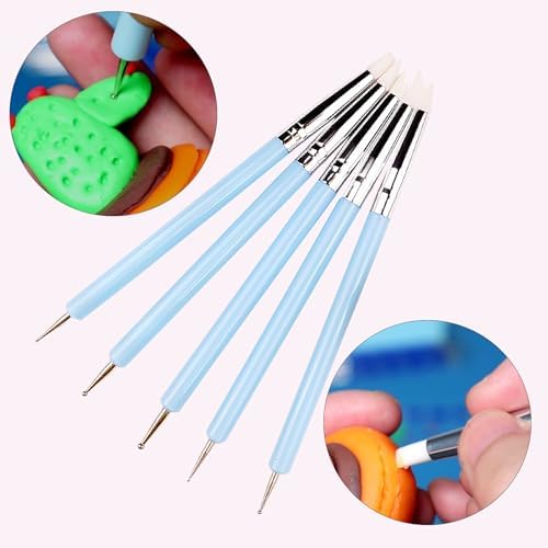 DIYOOHOMY 9 Pcs Polymer Clay Tools, Ball Stylus Silicone Sculpting Tools for Pottery Rock Dot Painting Nail Art Blending Clay Carving Ceramic Drawing DIY Craft Modeling - Image 3