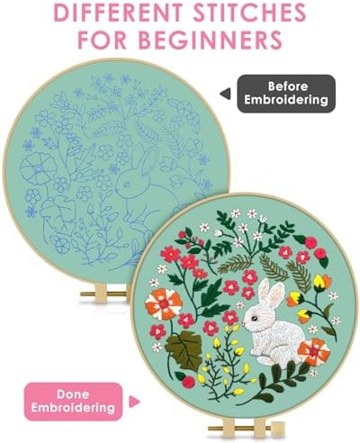 TINDTOP Embroidery Kit for Beginners Adult, Rabbit Embroidery Kit - Image 3