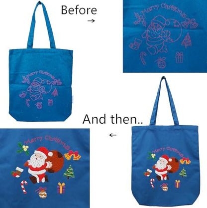 CREAWONDER Canvas Tote Bag Embroidery Kit with Pattern for Beginners, Arts and DIY Embroidery Crafts Kits for Adults, Include Instructions, Thimble, Embroidery Hoops, Color Threads and Tool - Image 5