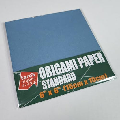 [Taro's Origami Studio] Standard 6 Inch One Sided Single Color (Blue Grey) 50 Sheets (All Same Color) Square Easy Fold Premium Japanese Paper for Beginner (Made in Japan) - Image 3