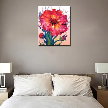 Paint by Number for Adults, Red Flowers Acrylic Paints by Numbers for Adults Beginner Color Modern style Painting by Numbers on Canvas with Brushes Watercolor Paint by Numbers for Kids （without frame） - Image 2
