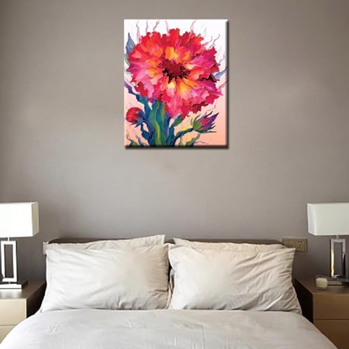 Dianthus caryophyllus flower Paint by Numbers for Adults Beginners and Kids, Graffiti Art Canvas Pictures Drawing Paintwork with Wooden Paintbrushes,Art ornament，Leisurely Home Wall Decor，(diy frame） - Image 2