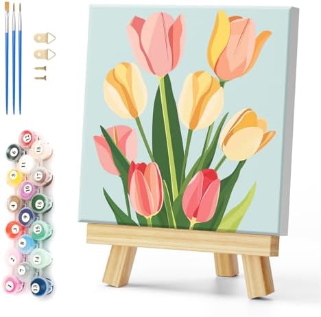 Natuyalo Framed Paint by Numbers for Adults - Colorful Flowers DIY Adult Paint by Number Kits Easy Acrylic Painting by Numbers for Beginners Art Craft Kits for Adults (12x12 Inch, Framed) by Natuyalo