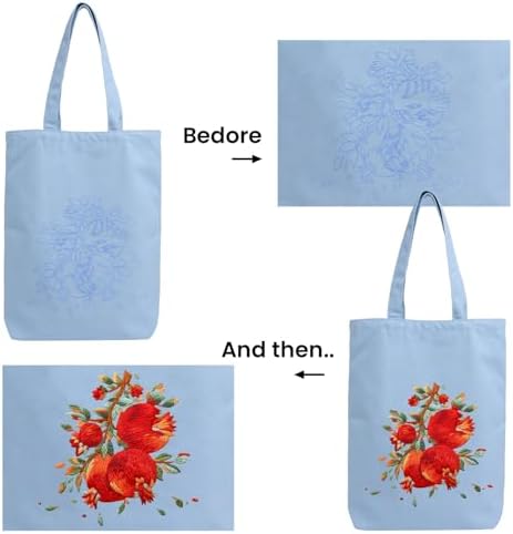 CREAWONDER Canvas Tote Bag Embroidery Kit with Pattern for Beginners, Arts and DIY Embroidery Crafts Kits for Adults, Include Instructions, Embroidery Hoops, Color Threads and Tool - Image 5