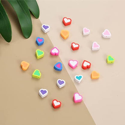 100pcs Contrast Color Love Heart Polymer Clay Beads for Women Jewelry Making DIY Bracelet Necklace Hair Clip Accessories (Mixed Heart) - Image 7