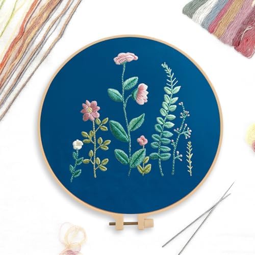 CREAWONDER Canvas Tote Bag Embroidery Kit with Pattern for Beginners, Arts and DIY Embroidery Crafts Kits for Adults, Include Instructions, Embroidery Hoops, Color Threads and Tool - Image 3