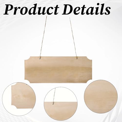 3 Pack Blank Wood Sign for Craft, Unfinished Hanging Wood Sign with Hole Blank Rectangle Hanging Wooden Plaque Door Wall Art Decoration for Painting Writing DIY Home Crafts - Image 4