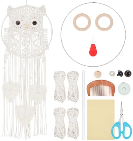 INFUNLY Owl Macrame Kit - All in One Wall Hanging Starter Set for Adult Beginners - Boho Macrame Supplies for Living Room & Bedroom Decoration by INFUNLY