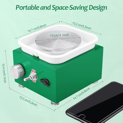 Dexcip Mini Pottery Wheel for Kid&Adult,2 Turntables Electric Ceramic Wheel - Image 6