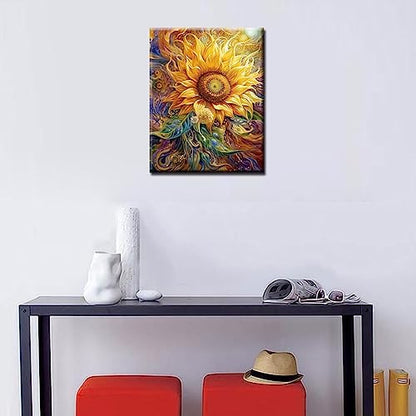 TUMOVO Blooming Sunflowers Paint By Numbers For Adults Beginner Wildflowers Field DIY Acrylic Canvas Girls Bedroom Decor Painting Kits Landscape Art 16x20 Inch Gift (Without Frame ) - Image 4