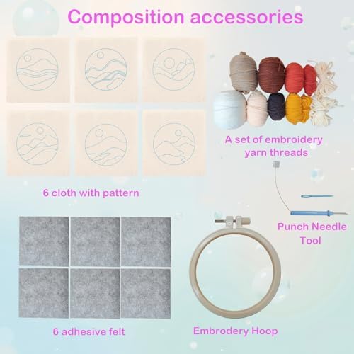 57lilina 6pcs Landscape Coaster Punch Needle Kit for Beginners & Adults - Image 5