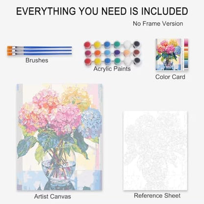 Lily Flowers DIY Paint by Numbers for Adults Colorful Blooming Flowers in Vase DIY Oil Painting Acrylic Paint Art Painting Kits Canvas with Acrylic Paint Floral Art 16x20 Inch （without Frame ） - Image 4