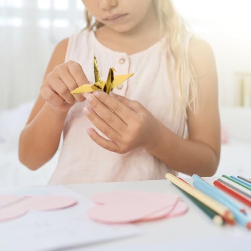 Kisangel Origami Paper 100Pcs 3.93X3.93 Inch Gold Foil Folding Paper Bulk Pack for Diy Crafts Handmade Art and Kids Folding Activities - Image 2