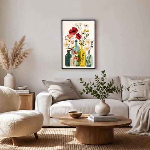 NXIKYO Framed Flower Bottles Paint by Numbers Kit for Adults Beginner, Wildflower Vase Easy Paint by Numbers Canvas with Frame, DIY Painting Kit for Relaxing Home Wall Decor Gift 8x12 Inch - Image 3