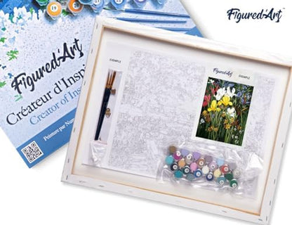 Figured'Art Paint by Numbers for Adults with Frame Colorful Field of Flowers 16"x20" - Craft Art Painting DIY Kit Canvas Already Stretched on a Wooden Frame - Image 5