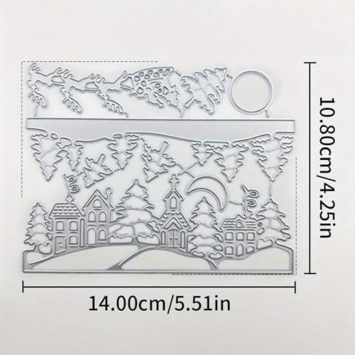Scrapbooking Die-Cuts, Christmas Metal Cutting Dies for Card Making, Paper Craft Punch Template, Background Embossing Stencils, DIY Album Décor (Christmas Tree and Deer House-14x10.8cm) - Image 7