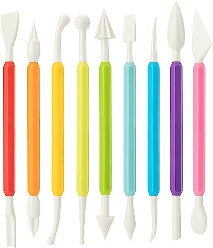 UUSYCUN 9PCS Clay Tools for Kids & Adult, UUSYCUN Plastic Air Dry Clay Tool Kit, Double-Head Sculpting Tools for Pottery, Polymer, Air Dry Clay, Modeling, Shaping, Cake Decoration by UUSYCUN