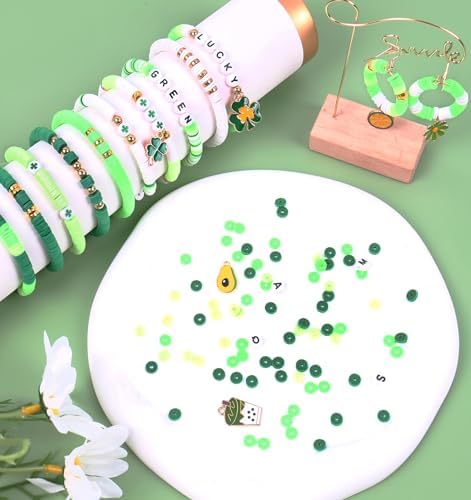 Wuollgess 3500 PCS Clay Beads Bracelet Making Kit, Green Beads for Crafts - Image 2