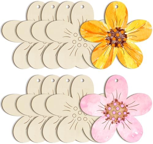 Large Size 7 inch Wooden Spring Ornaments to Paint, Wooden Flower Cutouts DIY Blank Unfinished Round Wood Discs Ornament for Crafts Hanging Decorations(10PCS) by Sophena