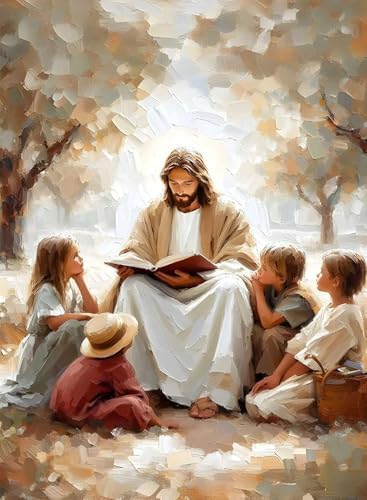 Jesus Paint by Numbers Kit for Adults Framed Canvas 12X16 in, Frameworkless by FairylandJinWenn