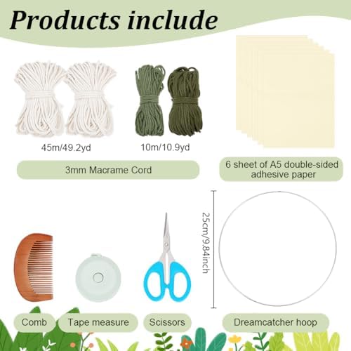 ORIGACH DIY Macrame Tree of Life Wall Hanging Kit, Beige - Image 3