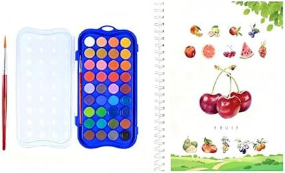 Watercolor Workbook，Water Paint Adult Set，Easy Coloring Book,Beautiful Paintings for Beginner (Fruit - Album) (Fruit - 36 Colors) by Unknown