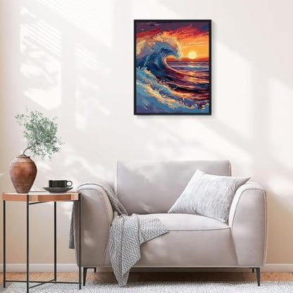 Natuyalo Paint by Numbers for Adults - DIY Adult Paint by Number Kits Painting on Canvas Sea Wave Painting by Numbers for Beginners, Sunset Seascape Art Craft Kits for Adults (16x20 Inch) - Image 3