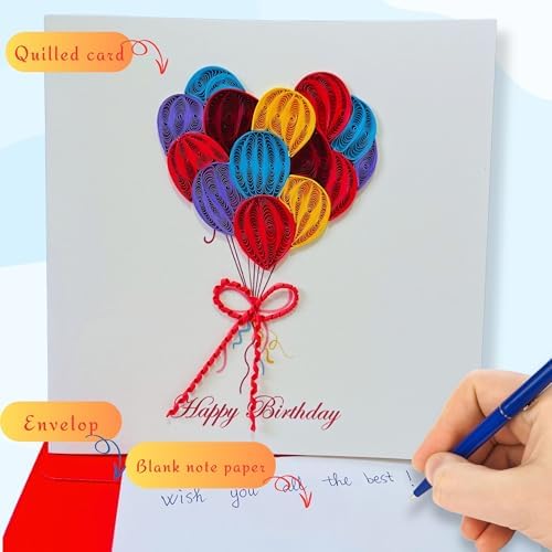 Quilling Cards, handmade card, quilled cards with Dedicated Paper, quilling birthday cards for women or all occasions: Mother's day, Greeting card, Birthday... daisy bouquet (Flowers with dragonfly) (Flying heart) - Image 5