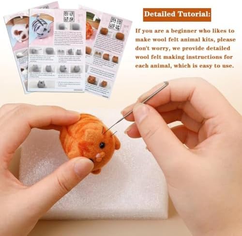 Needle Felting Kit,3 Pieces Making Wool Needle Felting Starter Kit with Instruction,Felting Foam Mat and DIY Needle Felting Supply for DIY Craft Animal Home Decoration - Image 4
