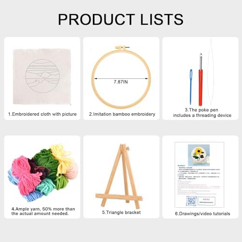 Punch Needle Kit for Adult Beginners, Sunflower Punch Embroidery Kits - Image 4