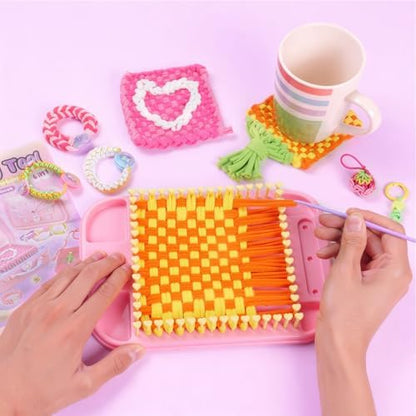 Souroyea Weaving Loom Kit Toys, 6-in-1 Friendship Bracelet Craft Making Kits for Kids, Gifts for Girls Ages 5 6 7 8-12, Easy Potholder Loom Knitting Activity for Beginners - Image 5