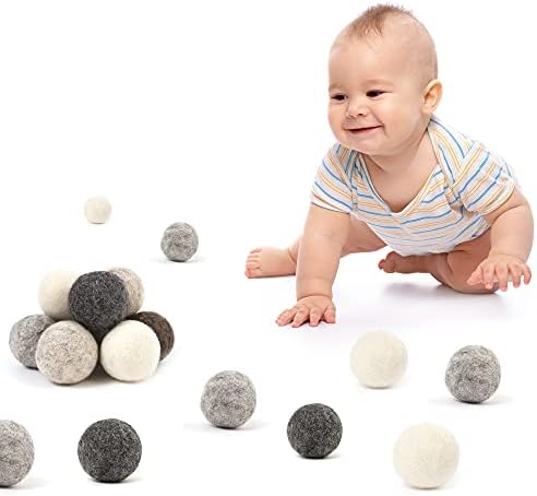 Glaciart One Felt Balls, Felt Pom Poms (10 Pieces) 4 Centimeters - 1.6 Inch, Handmade Felted 5 Natural Colors Balls for Cats, Felting and Garland - Image 4