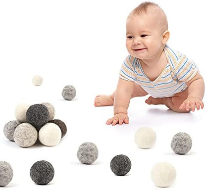 Glaciart One Felt Balls, Felt Pom Poms (10 Pieces) 4 Centimeters - 1.6 Inch, Handmade Felted 5 Natural Colors Balls for Cats, Felting and Garland - Image 4