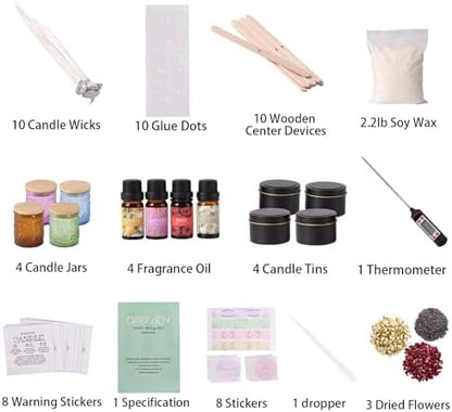 DARJEN Candle Making Kit for Adults, 8 Jars & Tins Soy Wax Scented DIY Set - Image 2