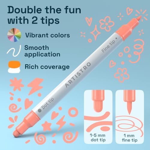 ARTISTRO Pastel Dual-Tip Acrylic Paint Marker Pens - Set of 5 - Image 3