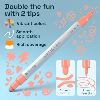 ARTISTRO Pastel Dual-Tip Acrylic Paint Marker Pens - Set of 5 - Image 3