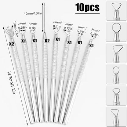10PCS Clay Sculpting Tools Set, Stainless Steel Pottery Carving Kit with Detail Needles & Loops, for Ceramics, Polymer Clay, Air Dry Clay, Professional Modeling & Detailing Tools - Image 2
