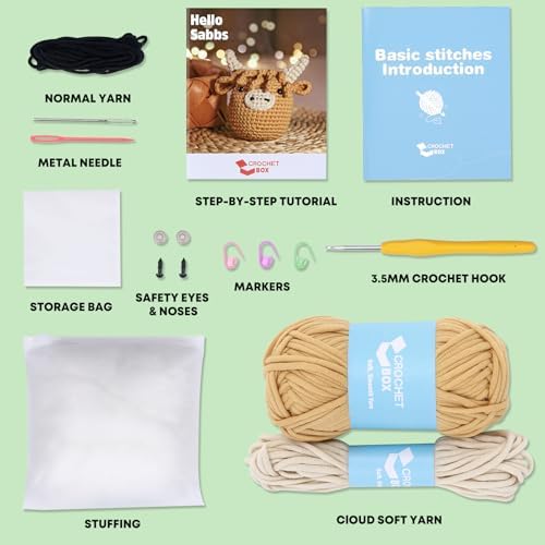 Crochet Kit for Beginners: Highland Cow Crochet Kit, Learn to Crochet, Include Easy Knitting Soft Yarn, Step-by-Step Video Tutorial, Hook, Holiday Birthday Gift for Adults and Teen(30%+ Yarn) - Image 3