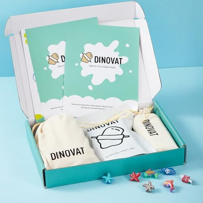 DINOVAT Air Dry Clay Pottery Kit for Adults - DIY Craft Kit Includes:500gClay, 13 Acrylic Paint Pens,Clay Mold,GlossVarnish,Tools & Step-by-Step – Perfect for Pendants, Brooches - Image 4
