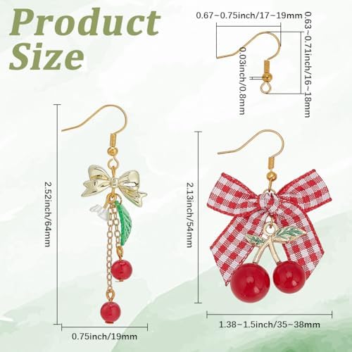 SUNNYCLUE 1 Box DIY 10 Pairs Earring Making Kits Cherry Charms Cute Earrings Sets Cherries Charm Polyester Ribbon Bowknot Acrylic Spacer Beads for Jewelry Making Kits Women Adults Crafts Supplies - Image 3