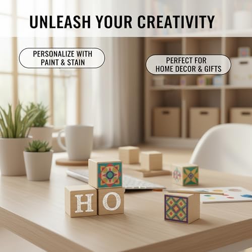 Wood Blocks for Crafts, Unfinished Wood Cubes, 3cm Natural Wooden Blocks, Pack of 25 Wood Square Blocks, Wooden Cubes for Arts and Crafts and DIY Projects - Image 6